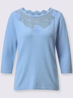 Pull en tricot fin avec empiècement en dentelle