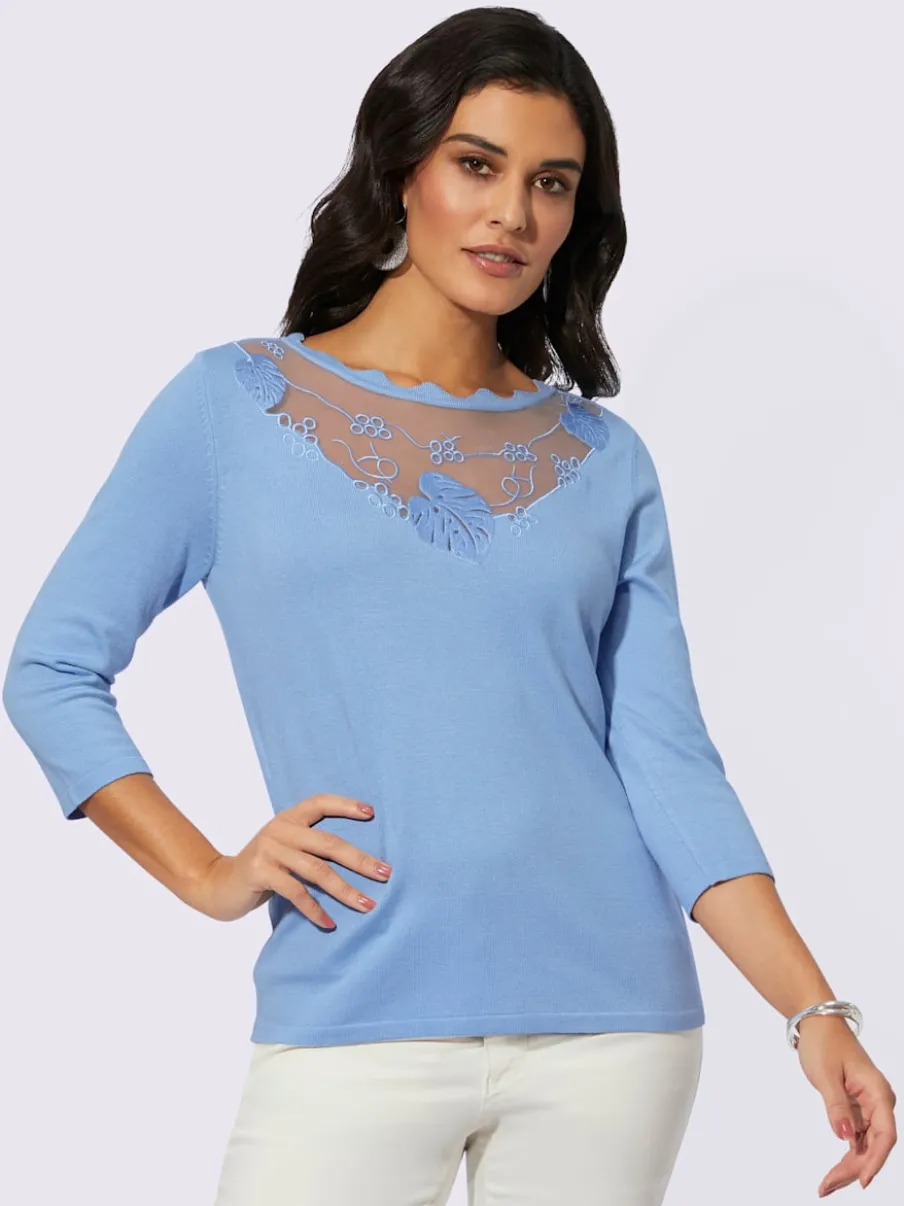 Pull en tricot fin avec empiècement en dentelle