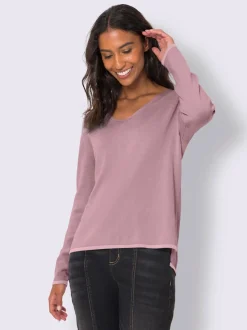 Pull en tricot fin avec encolure en V et manches longues
