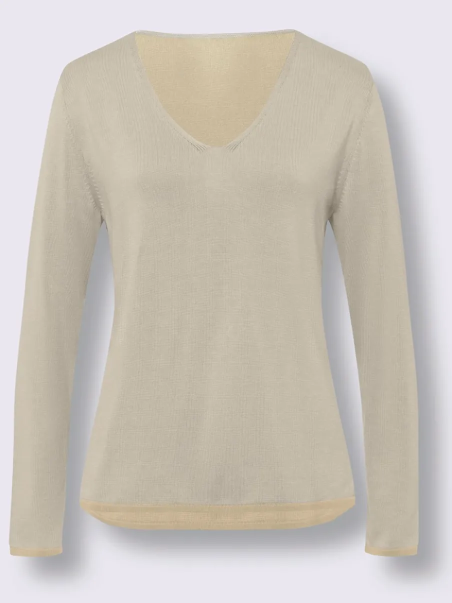 Pull en tricot fin avec encolure en V et manches longues