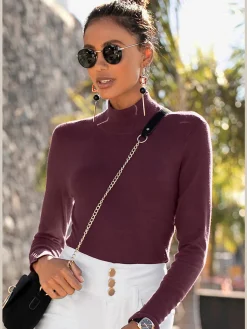 Pull en tricot fin col Mao avec manches longues étroites