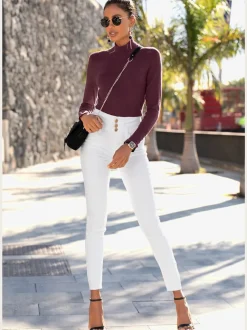 Pull en tricot fin col Mao avec manches longues étroites