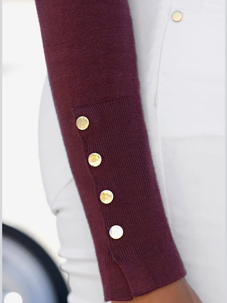 Pull en tricot fin col Mao avec manches longues étroites