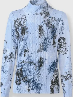 Pull en tricot fin à col montant et motif torsadé