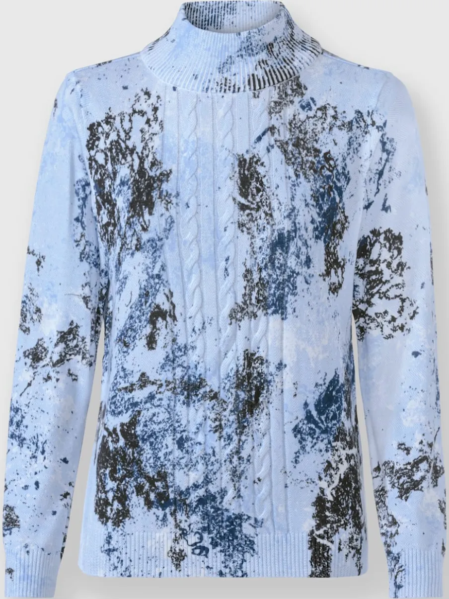 Pull en tricot fin à col montant et motif torsadé