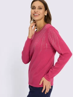 Pull en tricot fin col rond avec applications métalliques