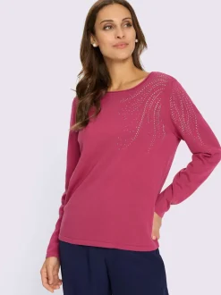 Pull en tricot fin col rond avec applications métalliques