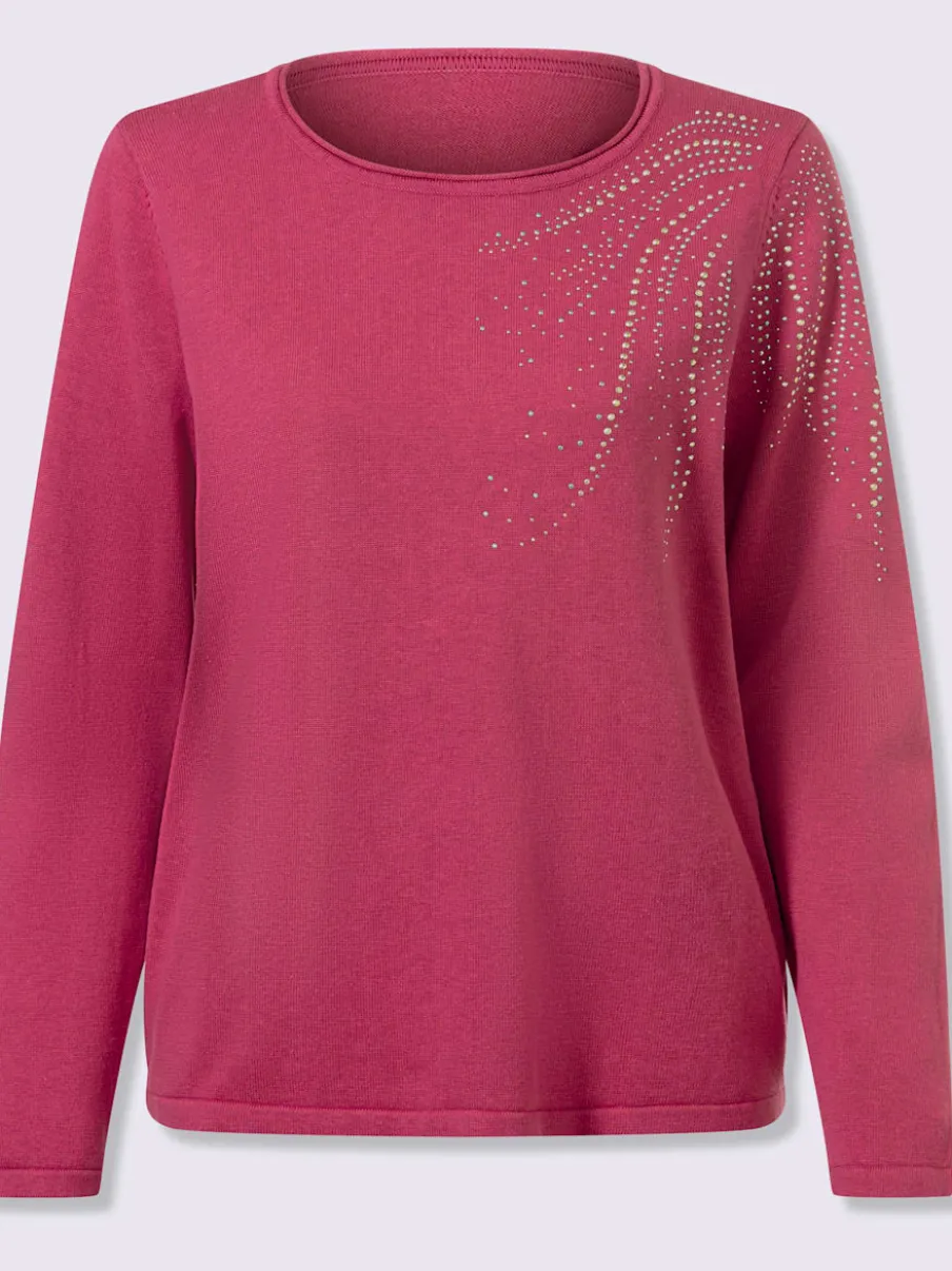 Pull en tricot fin col rond avec applications métalliques