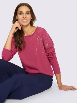 Pull en tricot fin col rond avec applications métalliques