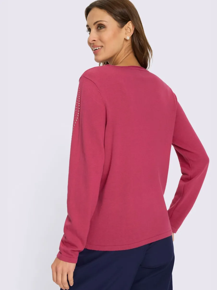 Pull en tricot fin col rond avec applications métalliques