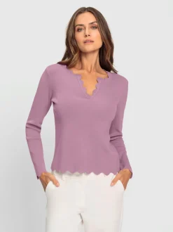 Pull en tricot fin à col rond et manches longues