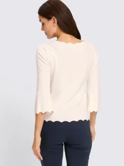 Pull en tricot fin à encolure en U et manches trompettes