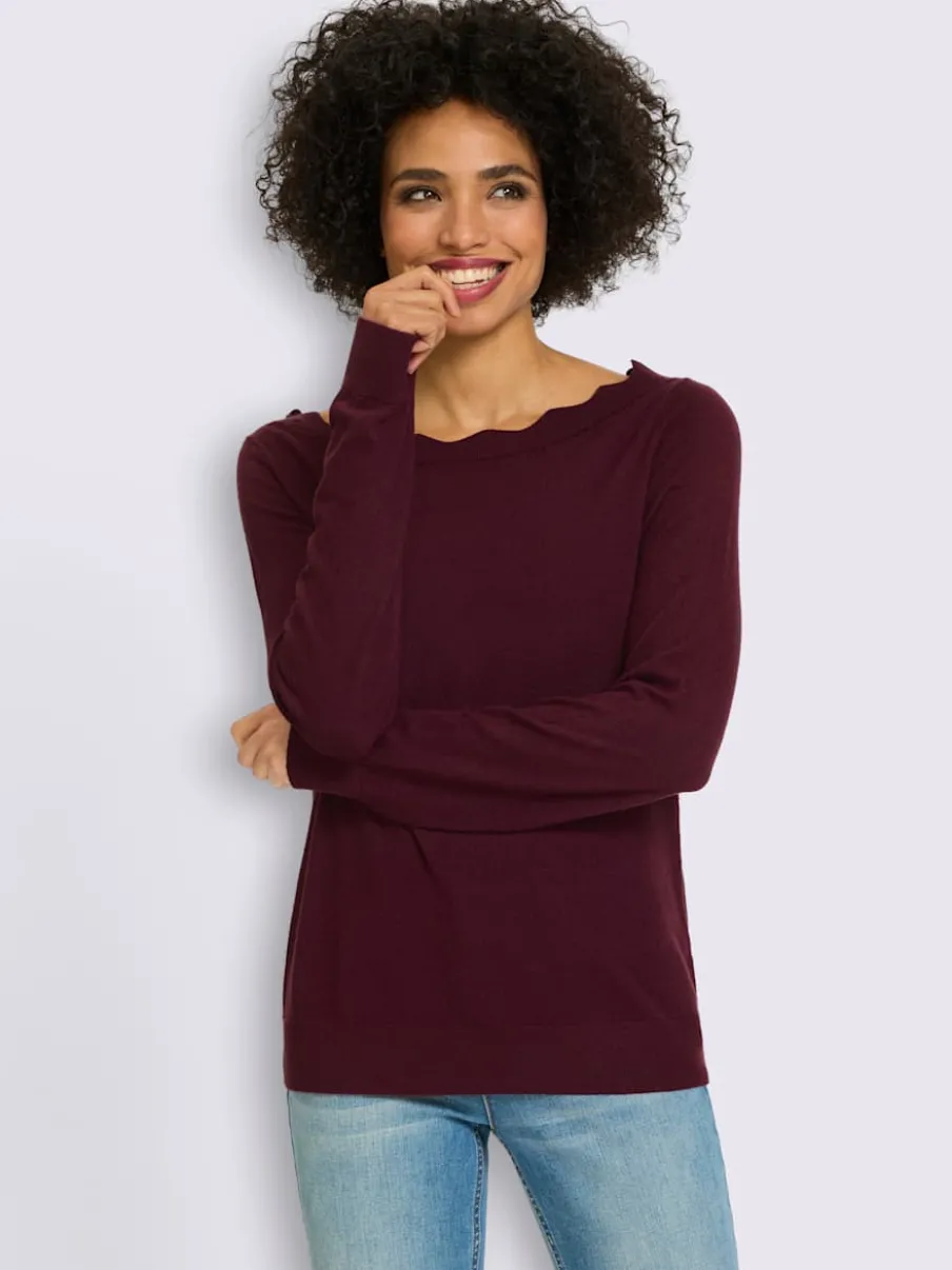 Pull en tricot fin encolure en u féminine