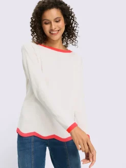Pull en tricot fin à encolure U et manches longues