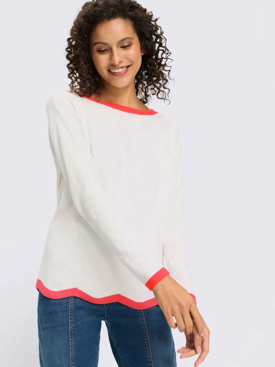 Pull en tricot fin à encolure U et manches longues