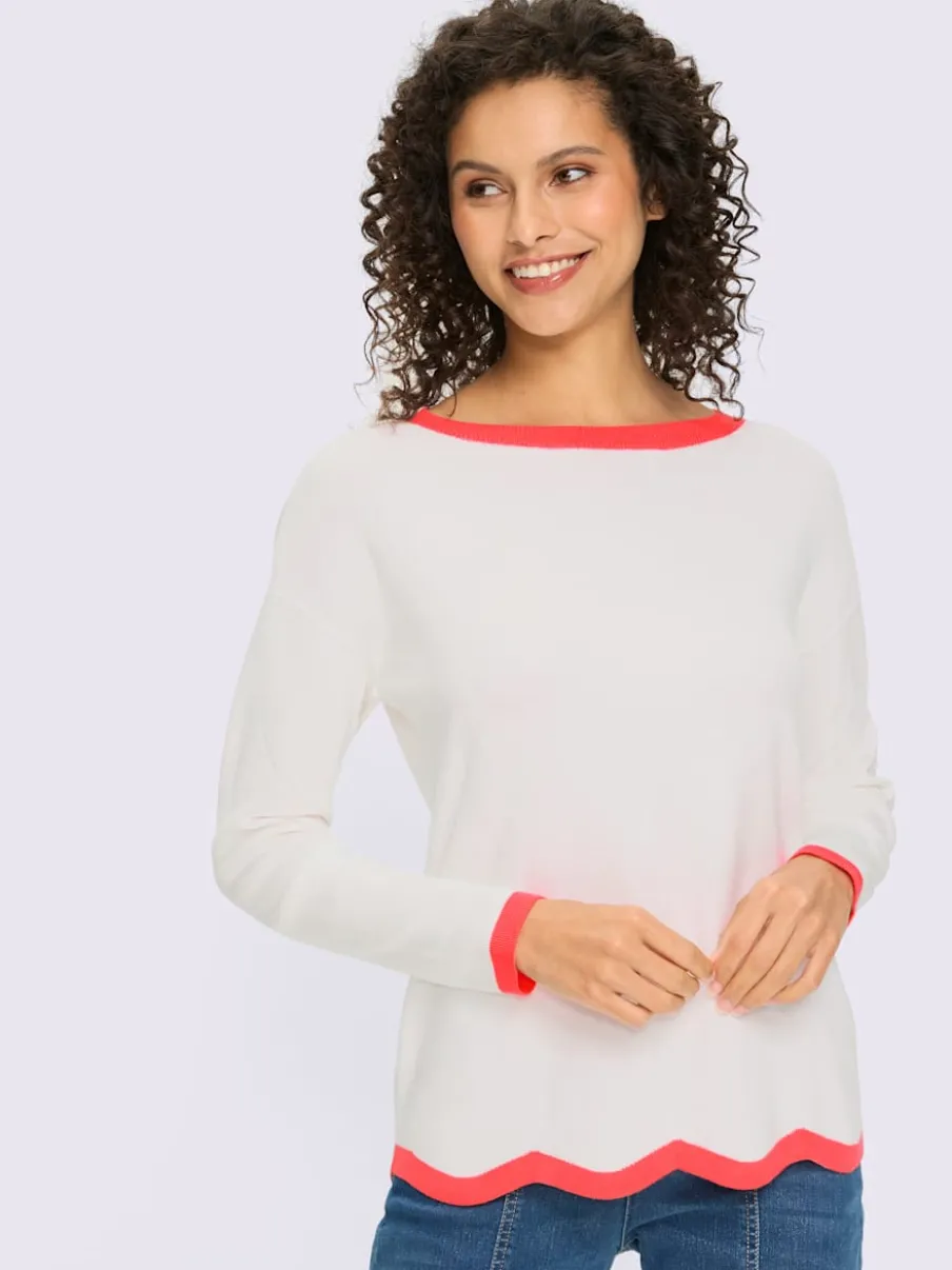 Pull en tricot fin à encolure U et manches longues