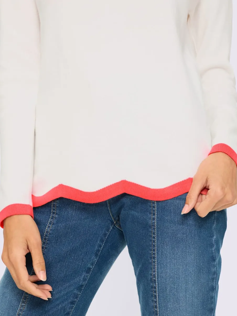 Pull en tricot fin à encolure U et manches longues