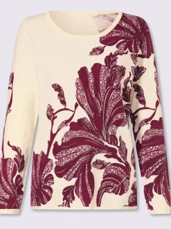 Pull en tricot fin joli imprimé feuilles