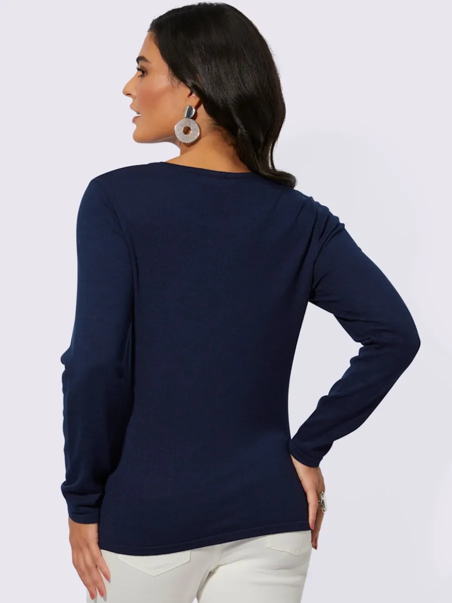 Pull en tricot fin manches longues motif floral ajusté