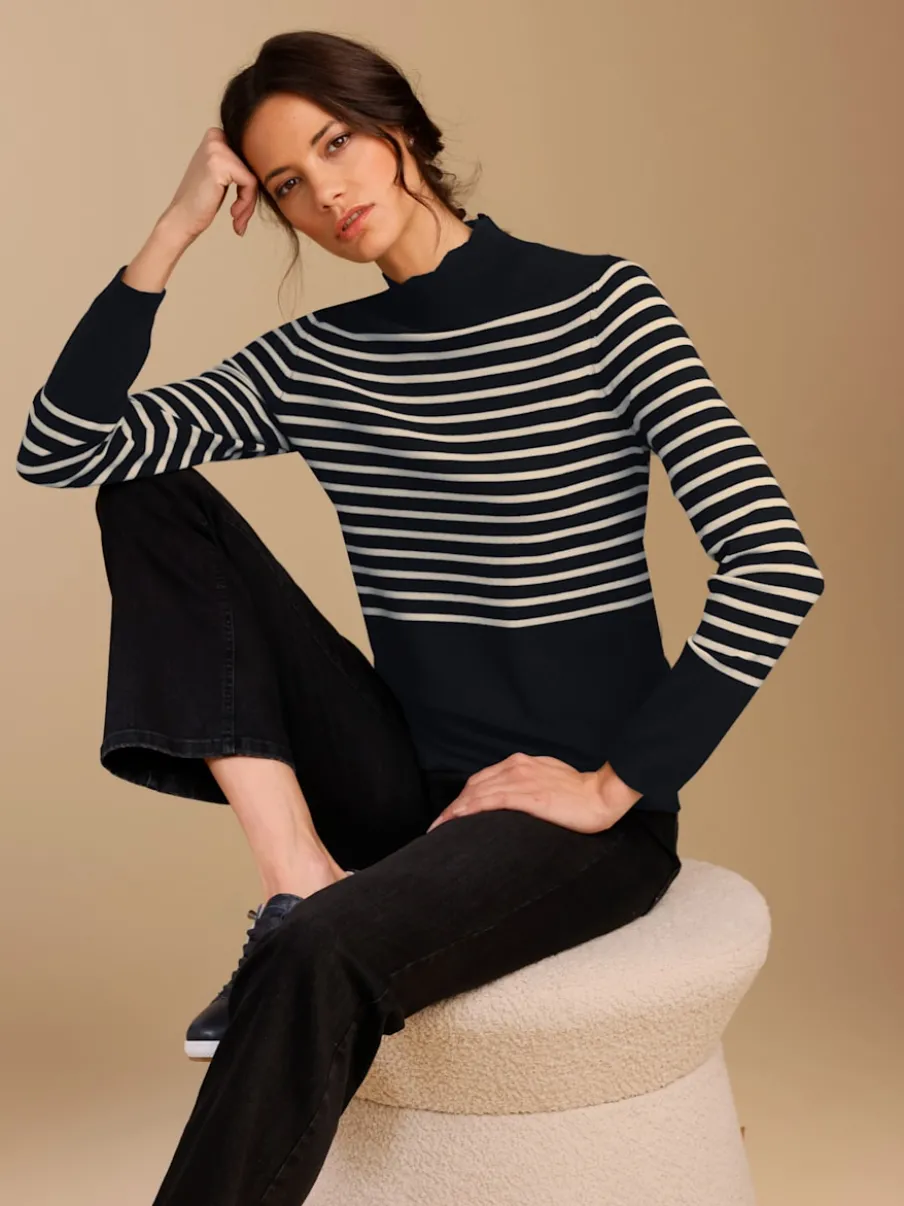 Pull en tricot fin mélange de lyocell et de viscose de qualité