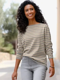 Pull en tricot fin motif à rayures tendance