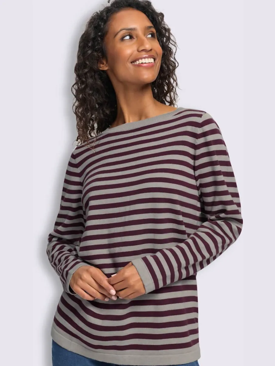 Pull en tricot fin motif à rayures tendance