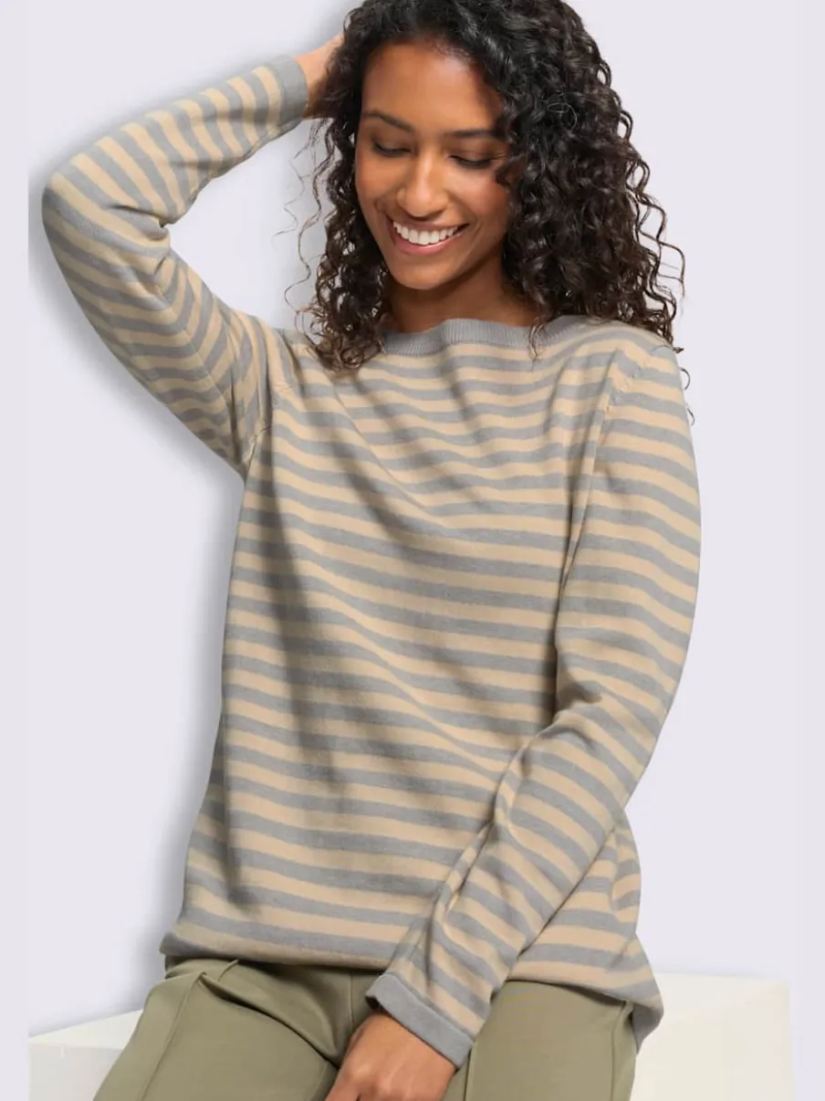 Pull en tricot fin motif à rayures tendance