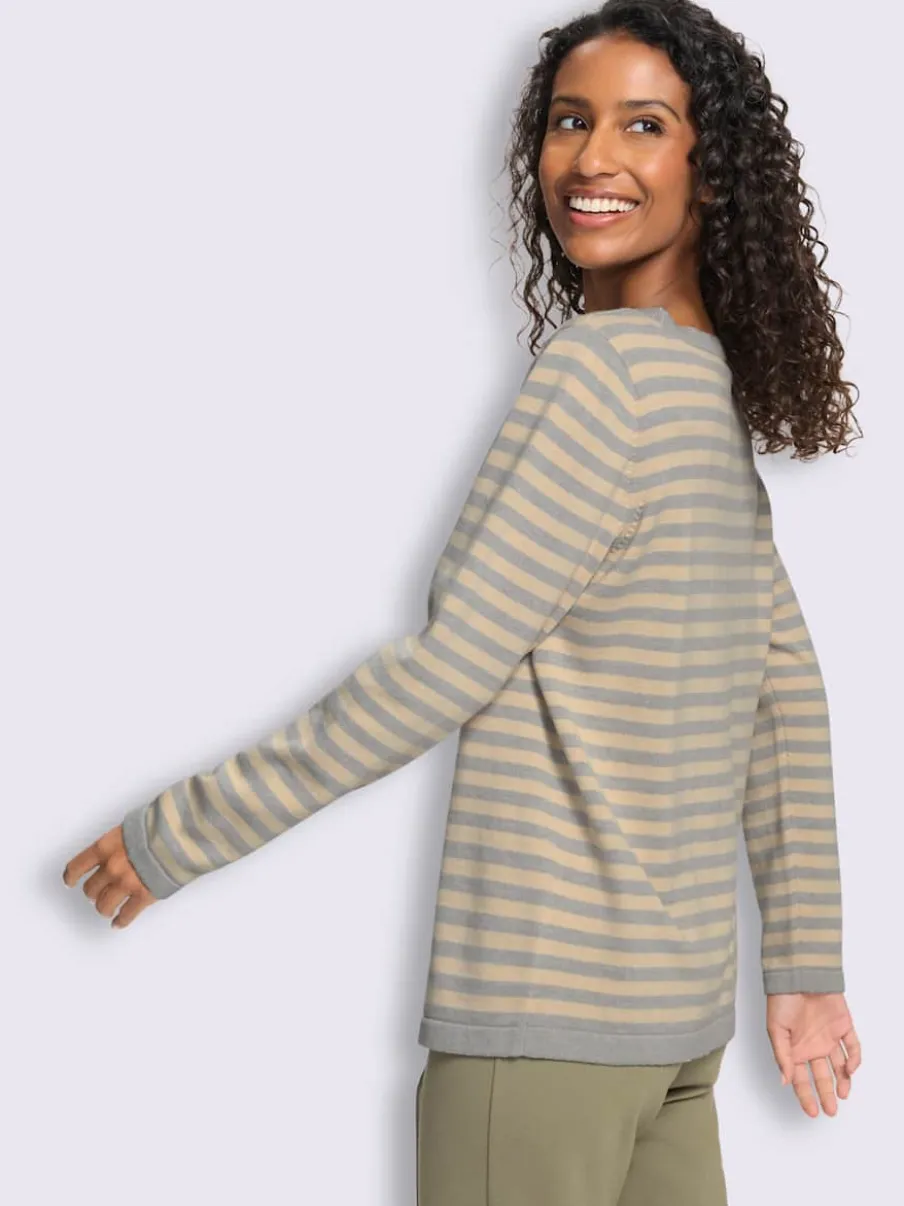 Pull en tricot fin motif à rayures tendance