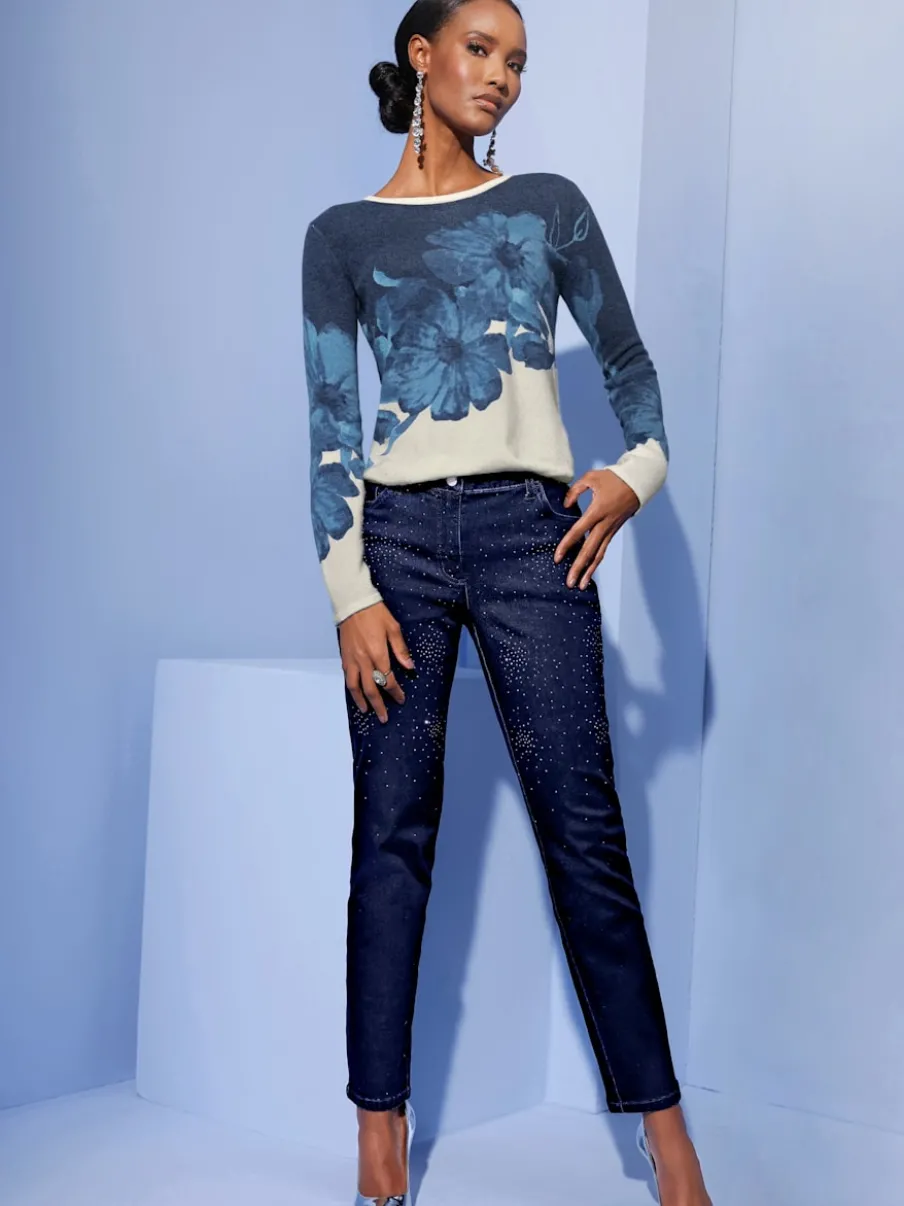 Pull en tricot fin à motifs floraux chic et soignés
