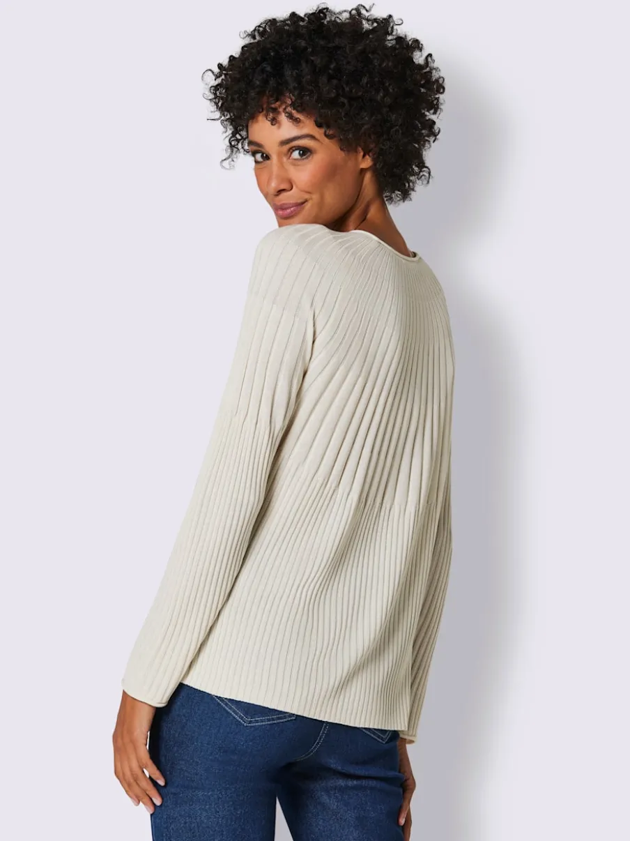Pull en tricot fin soie cachemire manches raglan côtelées