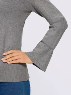 Pull en tricot fin volants originaux aux manches