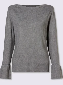 Pull en tricot fin volants originaux aux manches