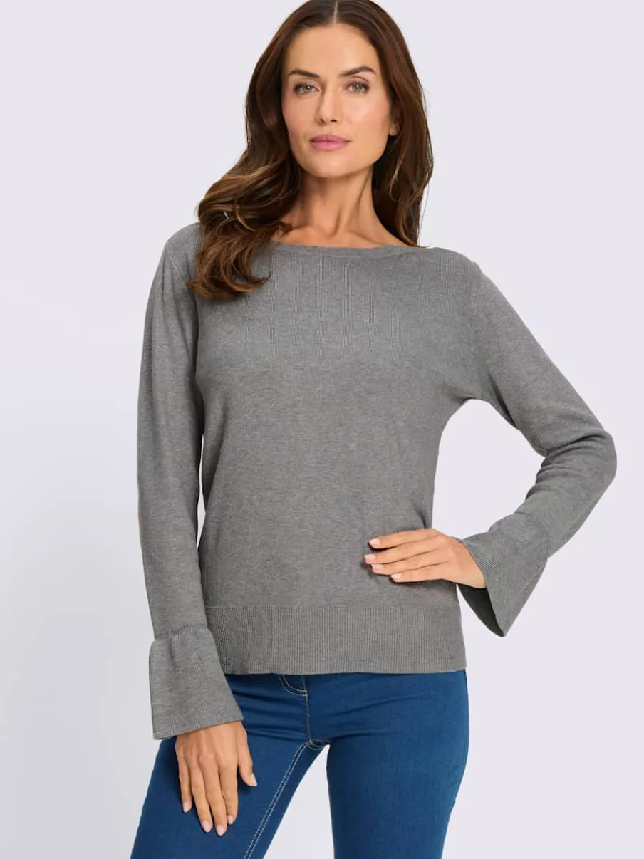 Pull en tricot fin volants originaux aux manches