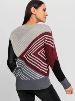 Pull en tricot jacquard avec col rond et manches longues