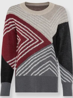 Pull en tricot jacquard avec col rond et manches longues