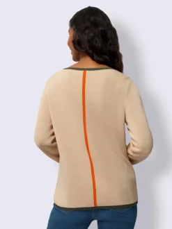 Pull en tricot jacquard avec col rond et manches longues
