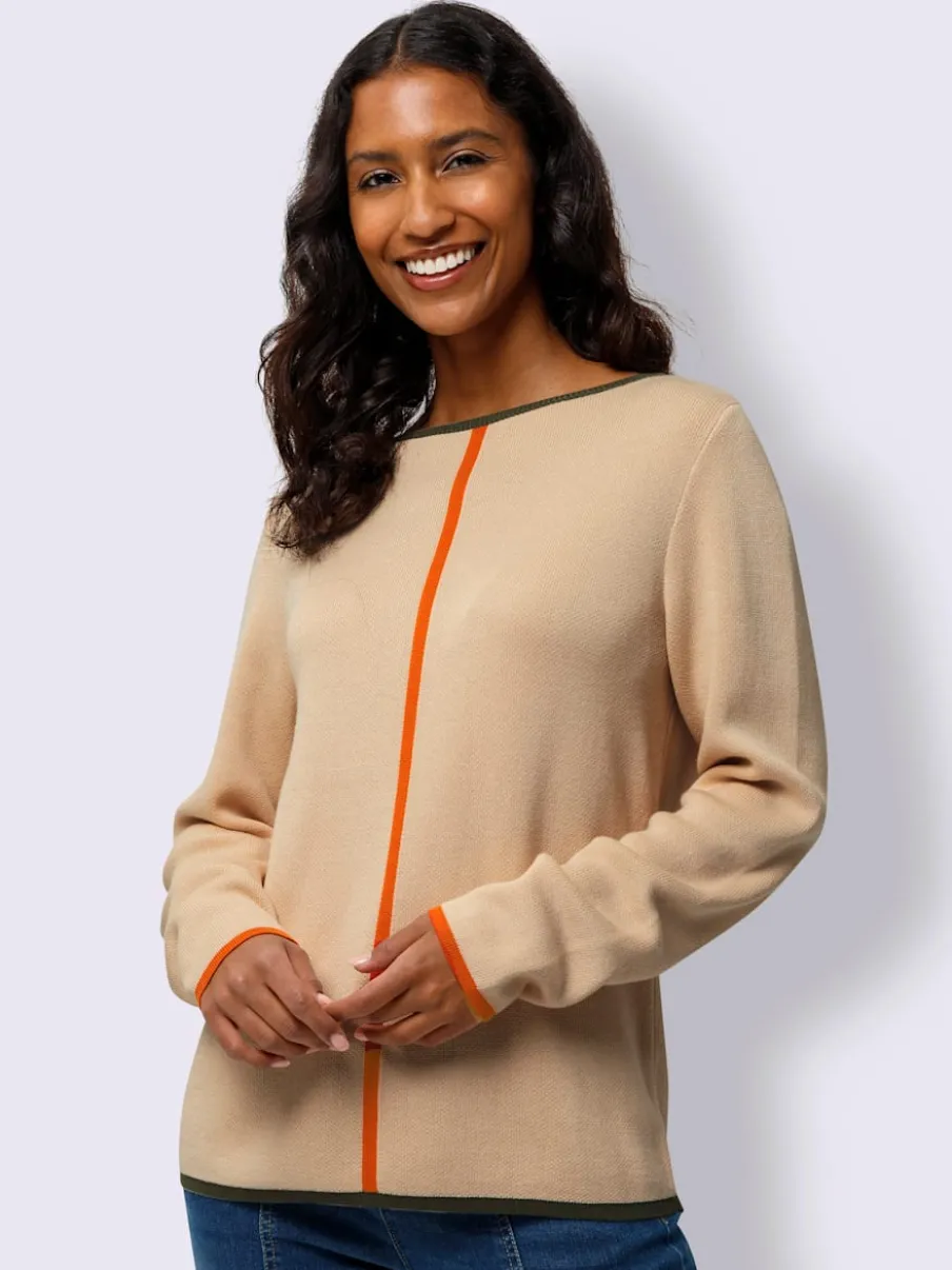Pull en tricot jacquard avec col rond et manches longues