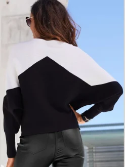Pull en tricot large à encolure bateau avec bord-côte aux manches