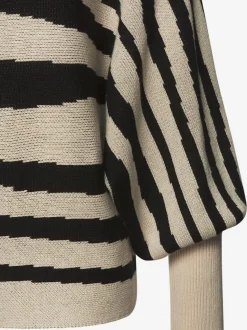 Pull en tricot large à encolure en U avec manches longues à rayures