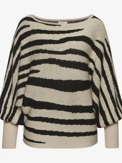 Pull en tricot large à encolure en U avec manches longues à rayures