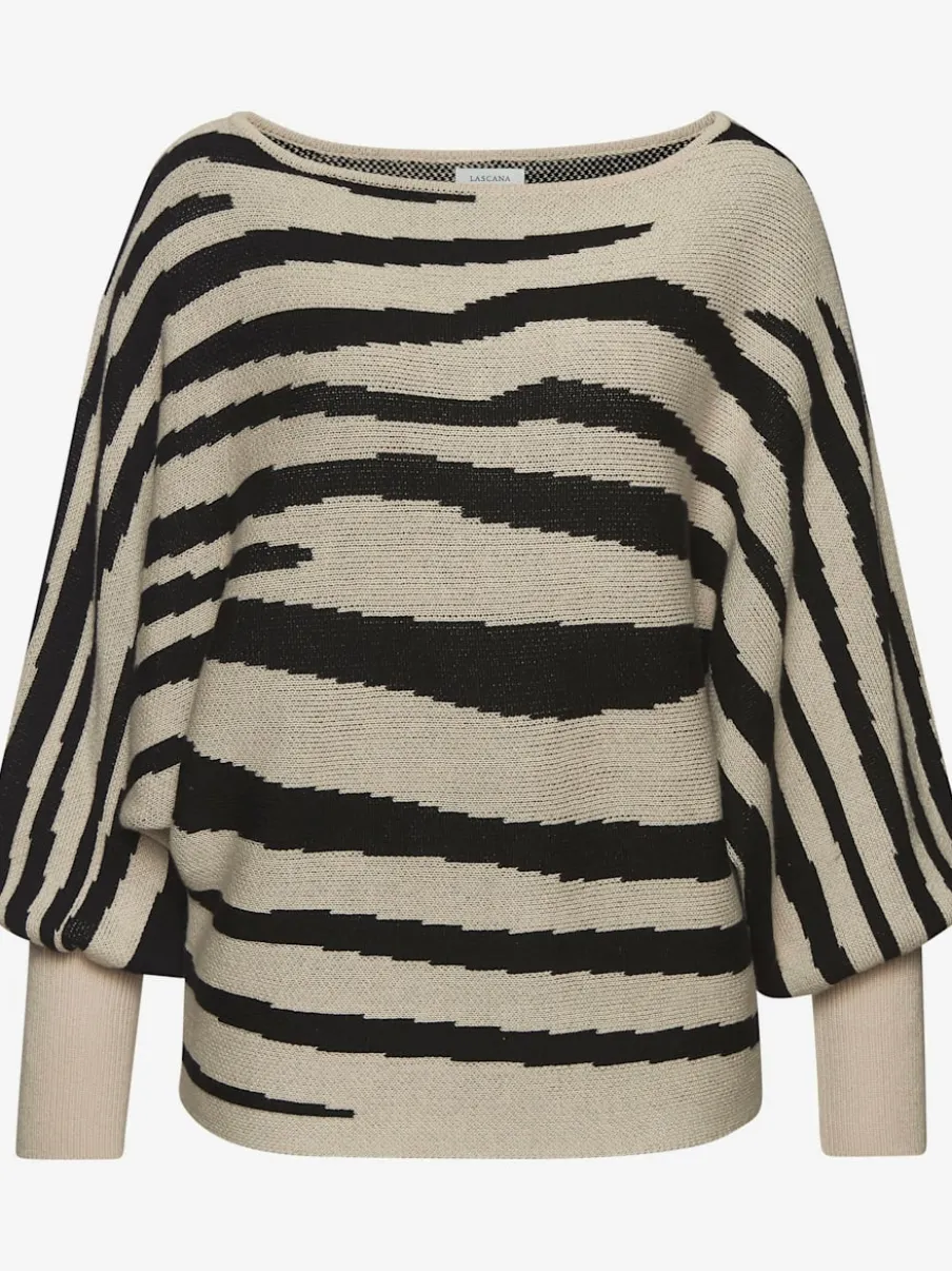 Pull en tricot large à encolure en U avec manches longues à rayures