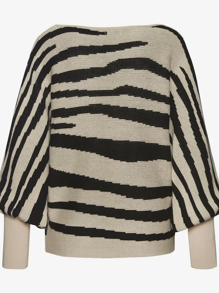 Pull en tricot large à encolure en U avec manches longues à rayures