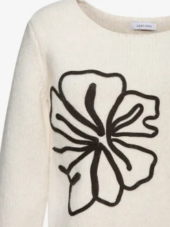 Pull en tricot large à motif floral et encolure ronde