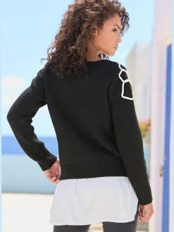 Pull en tricot large à motif floral et encolure ronde
