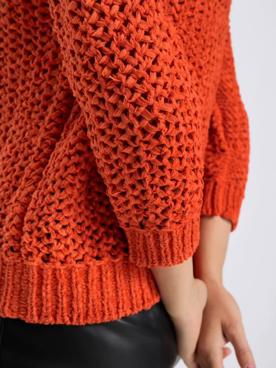 Pull en tricot léger avec col rond et manches 3/4