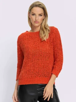 Pull en tricot léger avec col rond et manches 3/4
