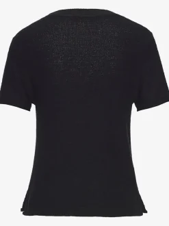 Pull en tricot léger à manches courtes avec fini côtelé et ourlet fendu
