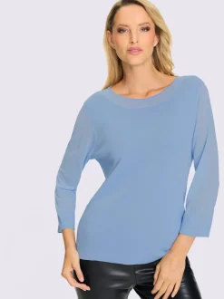 Pull en tricot léger à manches longues encolure ronde