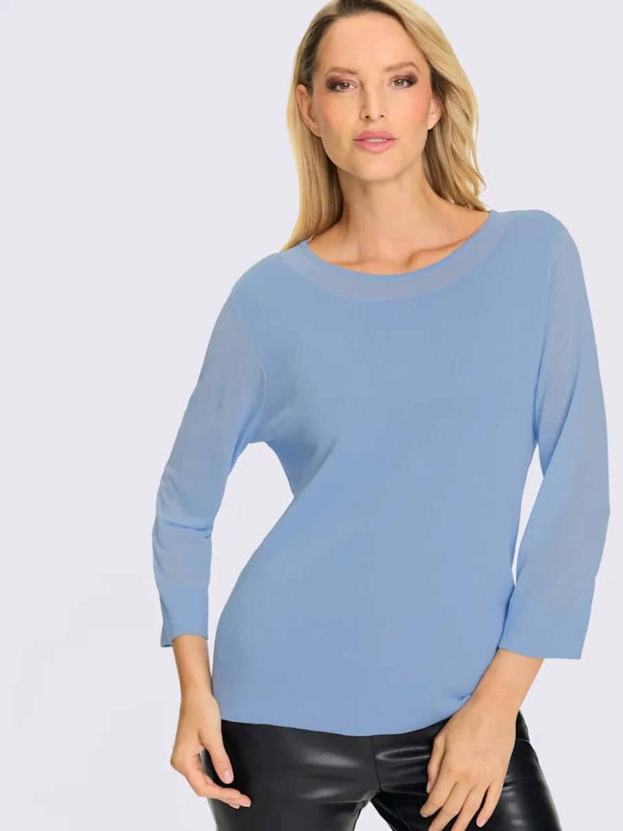 Pull en tricot léger à manches longues encolure ronde