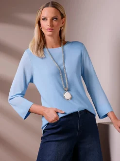 Pull en tricot léger à manches longues encolure ronde